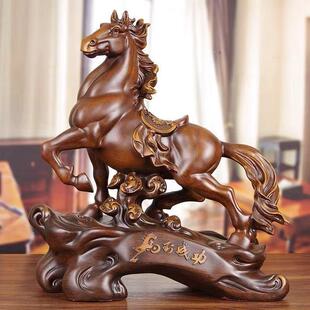 好看的摆件高端大气上档次摆件马到成功马一对招财老板办公室桌玄