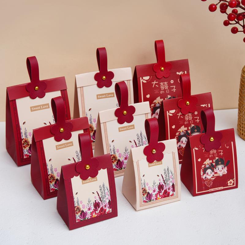 2025年喜糖盒子结婚专用批の发结婚手提款中式喜糖纸盒婚礼订婚伴
