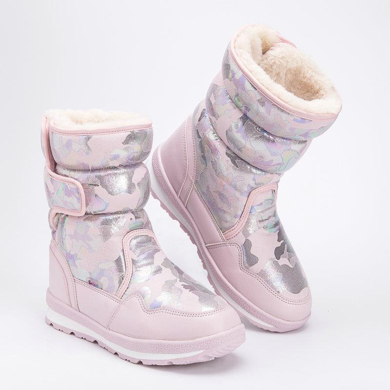 女童靴子女2025新款爆款魔术贴亲子儿童雪地靴防水防滑冬季中筒加