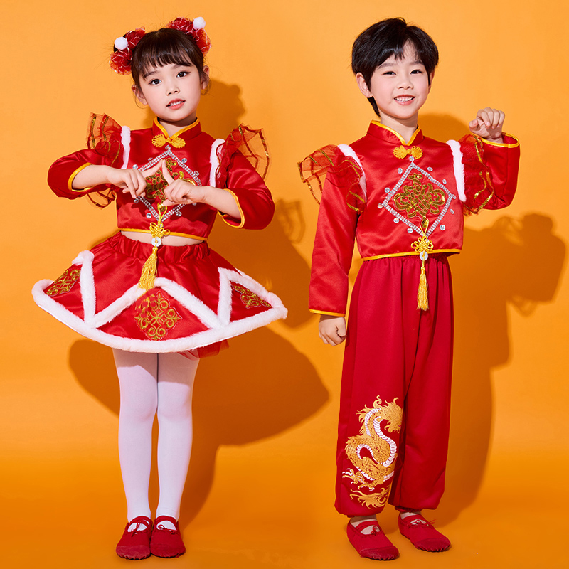 儿童喜庆演出服中国风秧歌