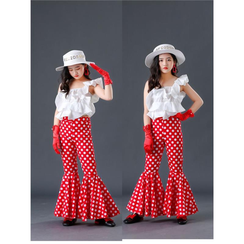 女童走秀复古港风喇叭裤套