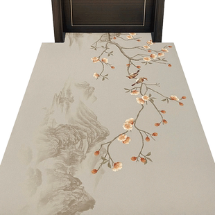 PVC 入户门地垫新中式高端免洗家用进门地毯可裁剪玄关大门口脚垫