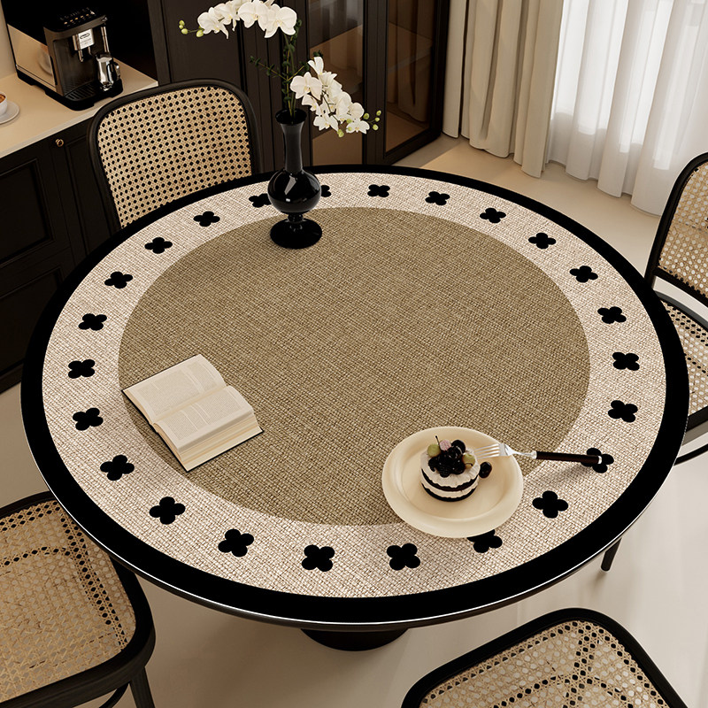 圆桌垫中古氛围感圆形餐桌布防水防油免洗桌面保护垫茶几桌子盖布,居家布艺,桌布,淘宝优惠券,粉丝福利购,淘宝优惠卷