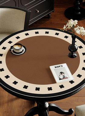 圆桌垫中古风圆形餐桌布防水防油免洗茶几垫子桌面保护垫台布盖布