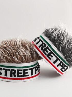 抖道发明寺假发帽发带一体街舞嘻哈风染色A#626410短男酷型帅欧美