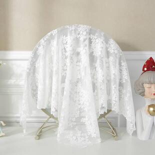 梳妆台镜子盖布镜面防尘罩套神器圆形化妆镜遮挡帘纱蕾丝盖巾装饰