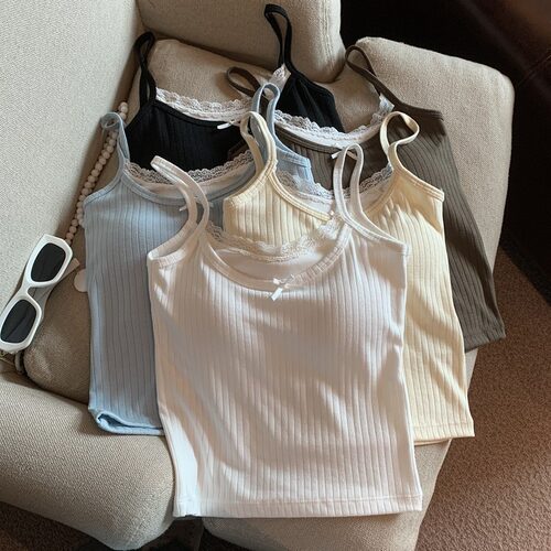 New Fake Two-piece Lace Hot Girl Camisole Bow Design Sense S