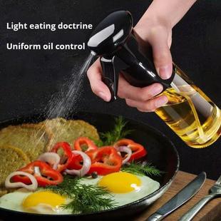 1pc Black Kitchen Oil Bottle Cooking Oil Spray 200ml Pneumat