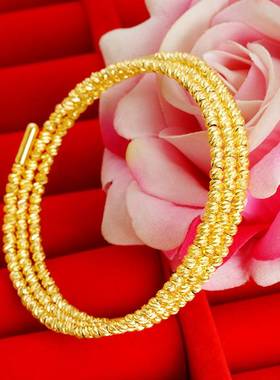 三生三世爆闪蹦迪珠手镯越南沙金三圈手环可伸缩记忆弹力手饰小众