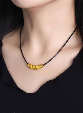 金店同款牛角弯管吊坠越南沙金男女款竹节扭花挂坠仿真金项链