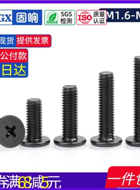 黑色304不锈钢薄十字扁平头螺丝笔记本数码机螺钉M1.6M2M3M4M5M6