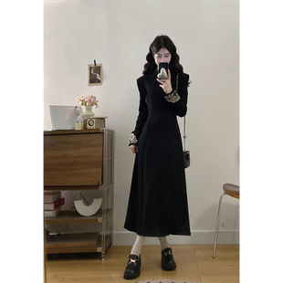 妮彩流行大码胖冬季新款新中式国风刺绣复古连衣裙马甲两件套装女