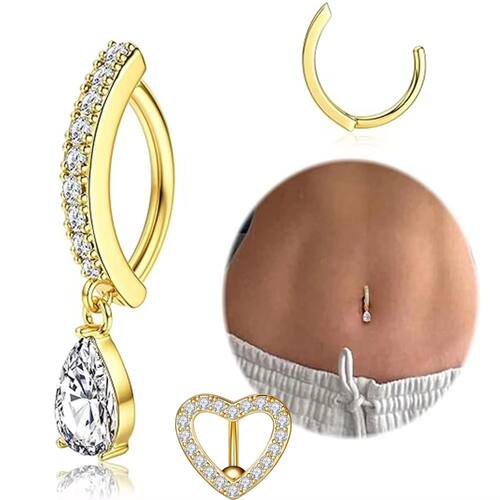 14G Curved Belly Clicker Stainless Steel Butterfly Heart