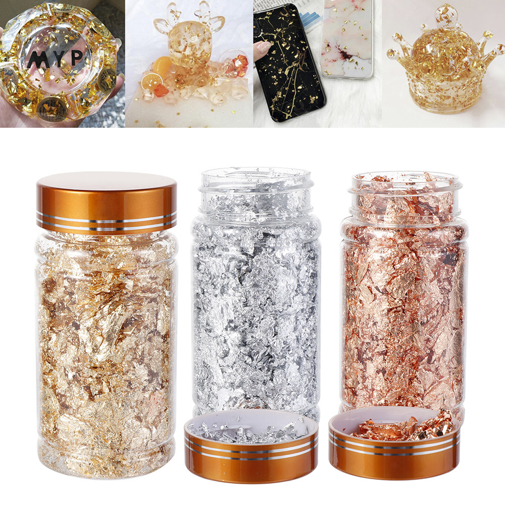 2022 Luxury Shiny Gold Leaf Flake Resin Epoxy Mold Art