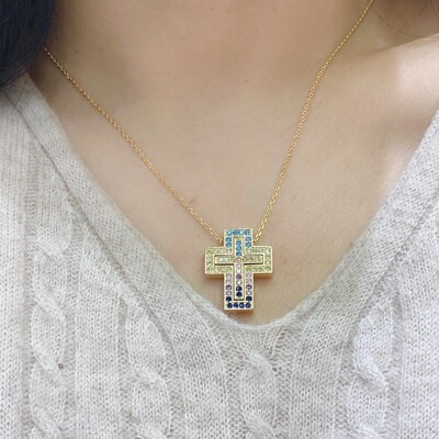 2021 New Sterling Silver Italy Luxulry Double Cross Move