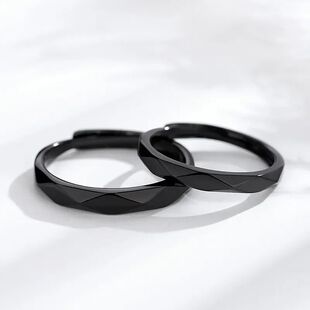Fashion Simple Couple Ring Black White Lozenge Rings