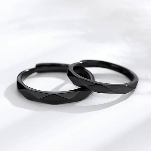 Fashion Simple Couple Ring Black White Lozenge Rings