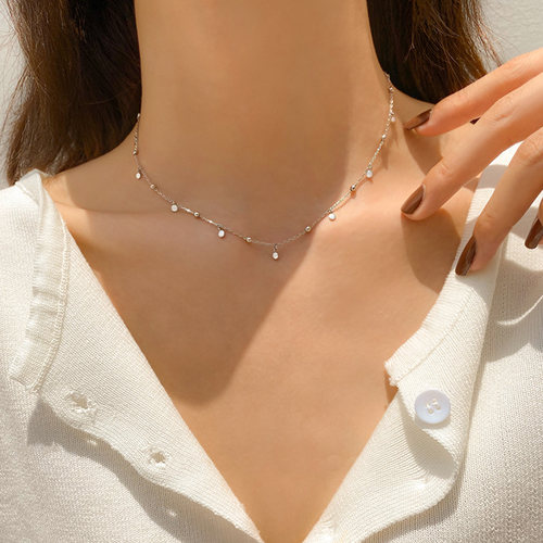New 925 Sterling Silver Round Pendants Bead Chain Necklace