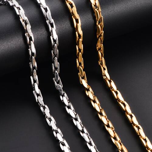 Width 4.2mm Stainless Steel Vertical Square Necklace Chain