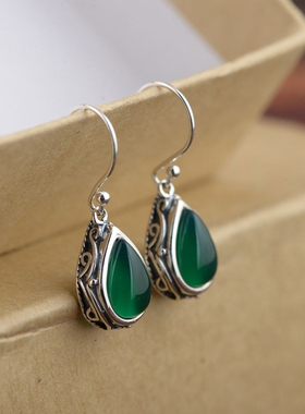 Fashion  Drop Dangle Earrings Green Red Stone Heart Earring