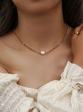 New316L Stainless Steel Gold Color Beads Link Chain Necklace