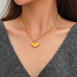 Stainless Steel Necklaces Baroque Style Asymmetric Chain