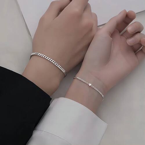 2PCS Simple Fashion Stainless Steel Bracelet Set for Couple