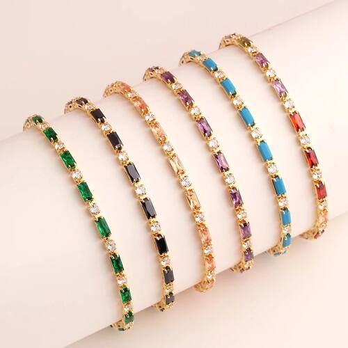 Rainbow Iced Out Zircon Tennis CZ Bracelet Women's Stretch