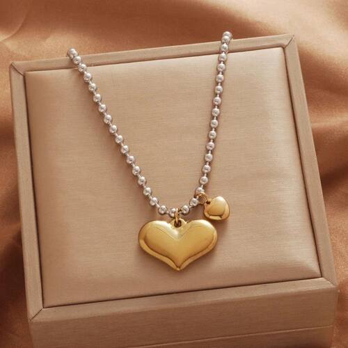 Stainless Steel Heart Shaped Pendant Necklace For Women
