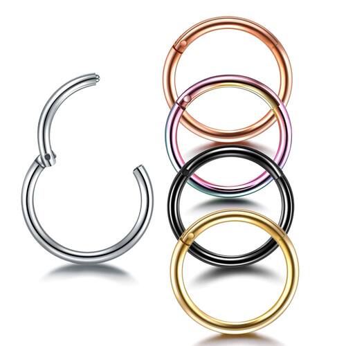 1PC 12G-20G Septum Piercing Surgical Steel Clicker Hinged