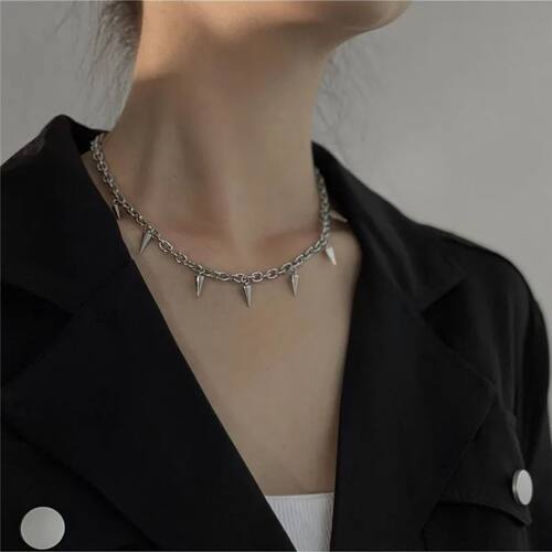 Statement Choker Necklace for Women Silver Color Tassel