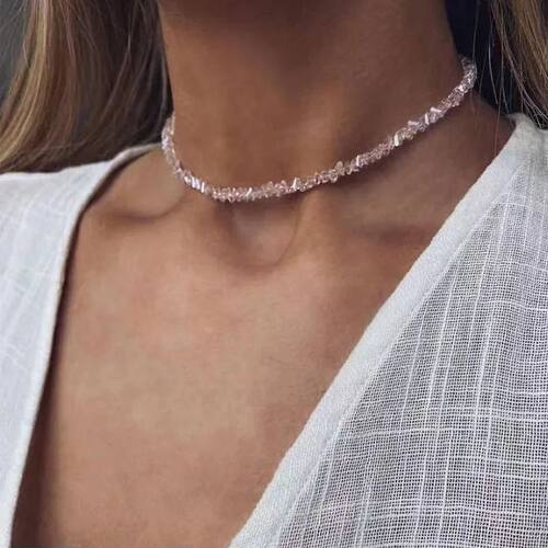 Mulit-cut Glass Crystal Beaded Choker Necklace for Women
