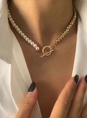 New Fashion Baroque Pearl Chain Necklace Women Collar