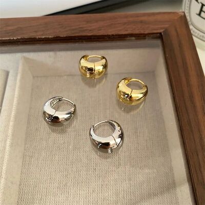 Stainless Steel Smooth Metal Chunky Hoop Earrings for Women