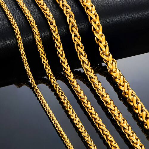 Thickness 3mm/4mm/5mm/6mm/7mm Gold Color Wheat Braided