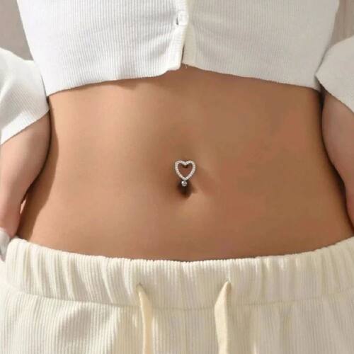Reverse Bar Heart Belly Button Rings Belly Piercing Nombril
