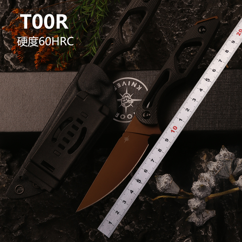 新品圣地亚哥TOOR户外刀一体钢随身高硬度求生直刀便携防身战术刀