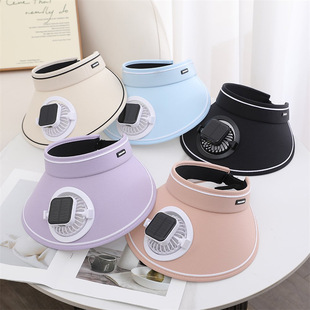 Solar charging fan overhead hat sunshade and sun protection