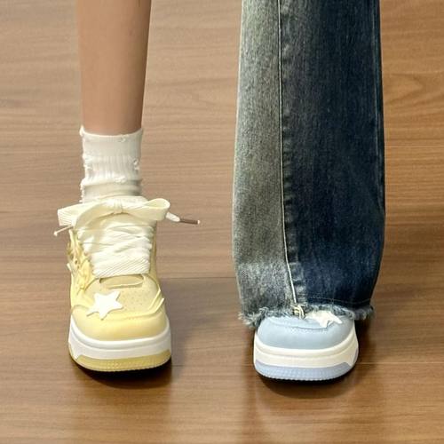 新款黄蓝色鸳鸯鞋女学生ins复古