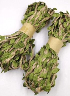 绿色森林系幼儿园藤条麻绳叶子绳子手工diy装饰包管子材料10米 彩