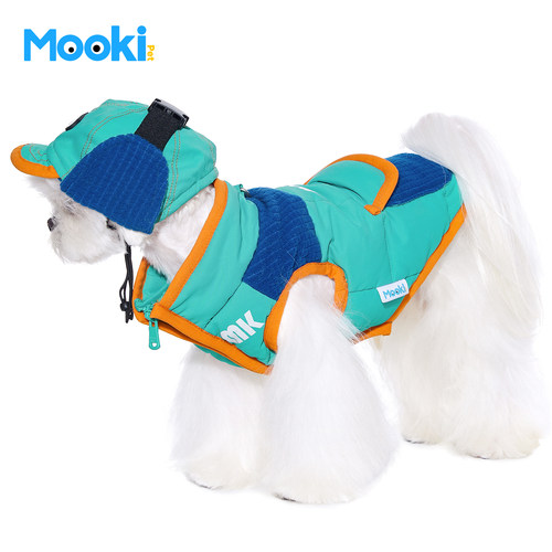 户外方格蓝绿帽子羽绒马甲套装