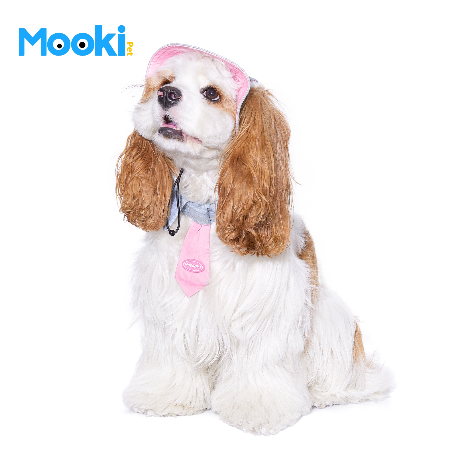mookipet狗狗帽子假领带春季小型犬约克夏比熊口水巾露耳朵渔夫帽