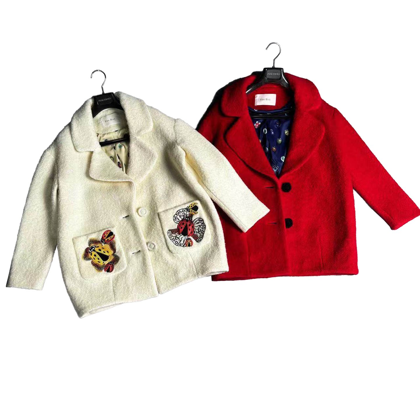 圈圈羊毛大翻领毛呢中款外套女茧型宽松版减龄显瘦时尚口袋可拆卸