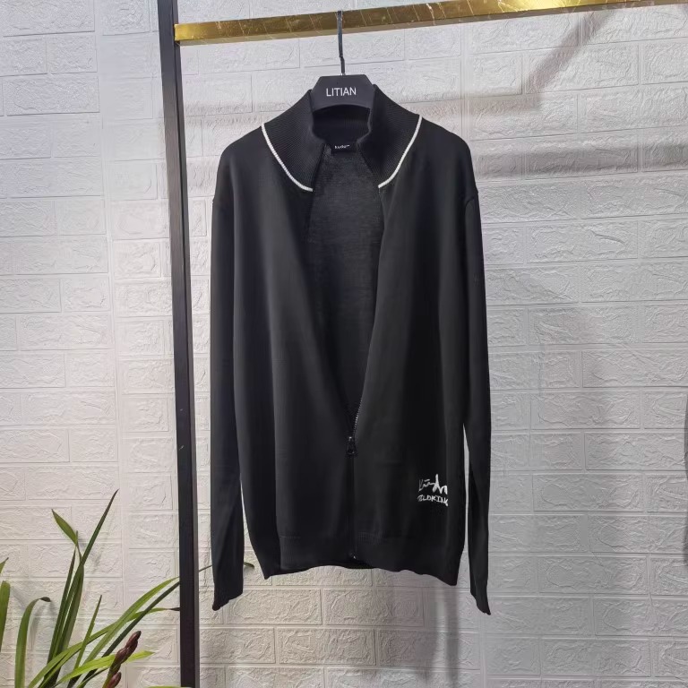 毛线针织开衫男休闲黑色长袖外套