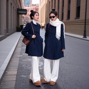 年轻款双面羊毛大衣中长款小个子外套女士2025新款有版型毛呢高端