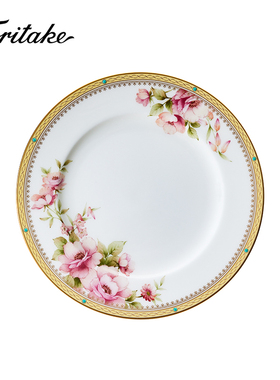 Noritake则武 HERT FORD英伦玫瑰骨瓷平盘欧式奢华下午茶盘子餐盘