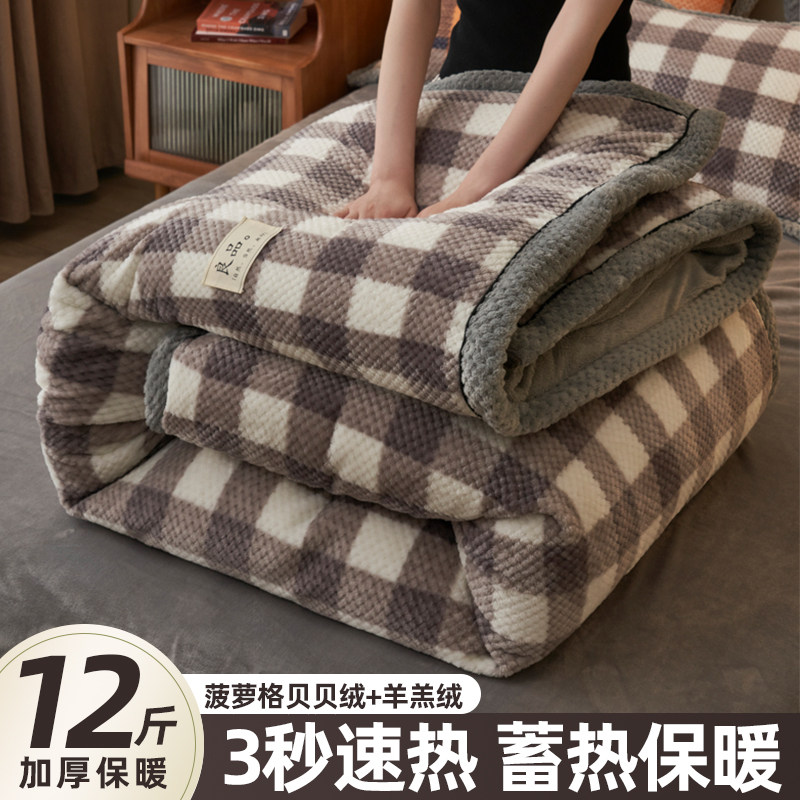 羊羔绒可拆洗棉被子新款冬季加厚保暖牛奶绒被套带被芯双面贝贝绒