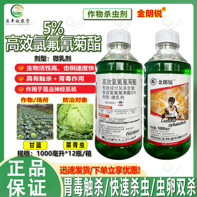 金朗锐5%高效氯氟氰菊酯甘蓝菜青虫拟除虫菊酯杀虫剂胃毒触杀农药