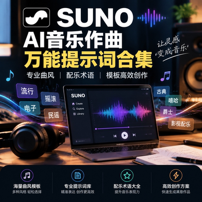 SUNO AI音乐作曲提示词合集专业曲风配乐术语模板高效创作