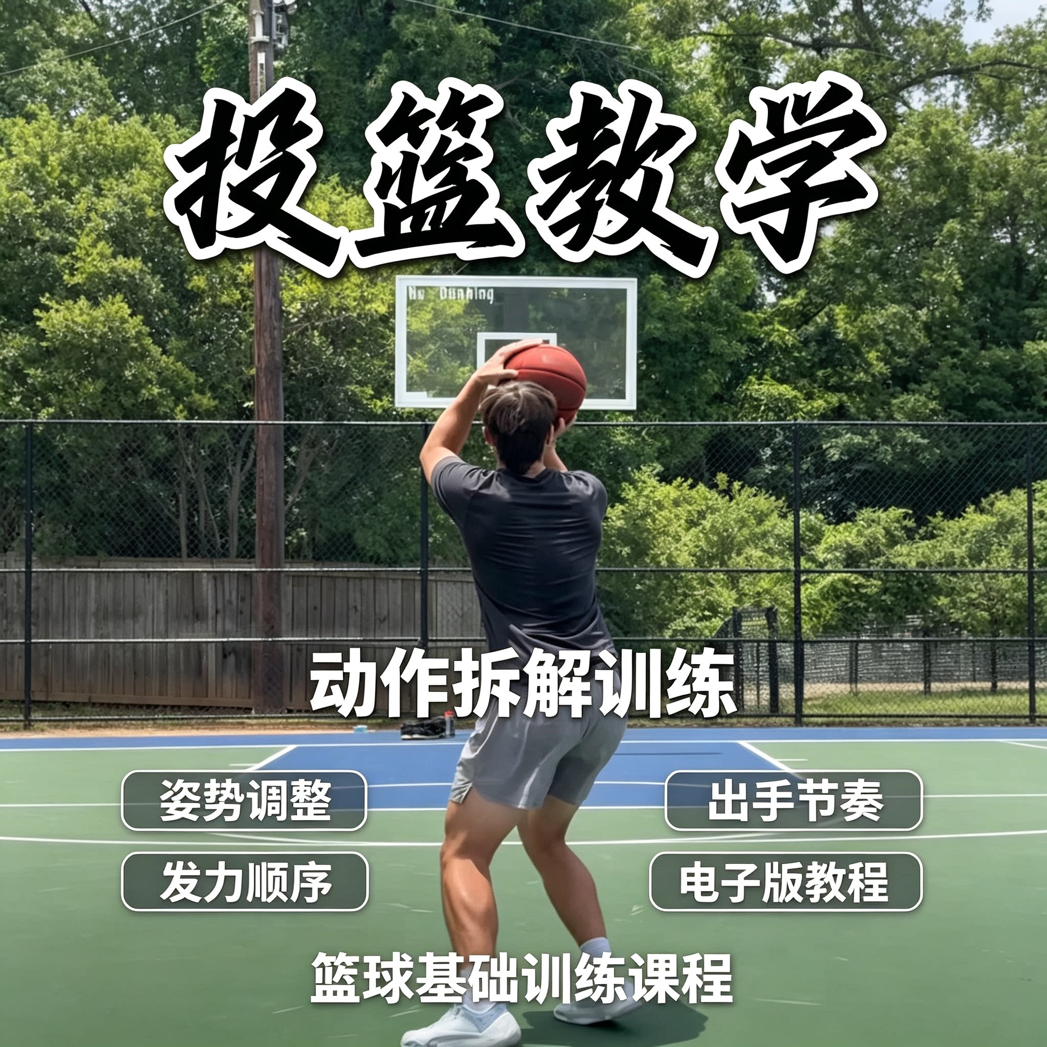 新手篮球投篮入门教程发力姿势调整出手节奏训练电子版实操课程